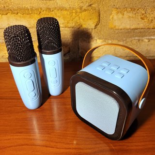 Nuevo! Mini Altavoz Karaoke con 2 micrófonos Azul