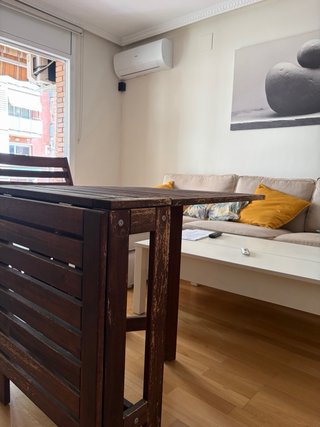 Mesa plegable madera + 4 sillas exterior/interior