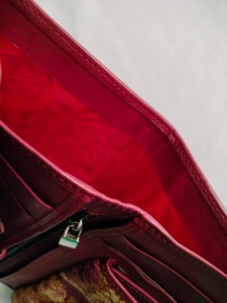 Cartera vintage Piel y Tejido Combinado