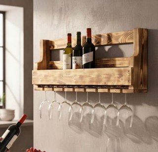 Portabottiglie e porta calici in legno