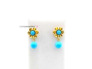 pendientes oro 18k con piedra con coral