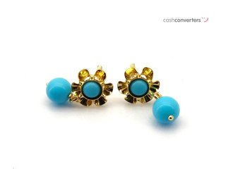 pendientes oro 18k con piedra con coral
