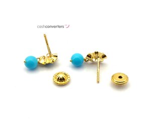 pendientes oro 18k con piedra con coral