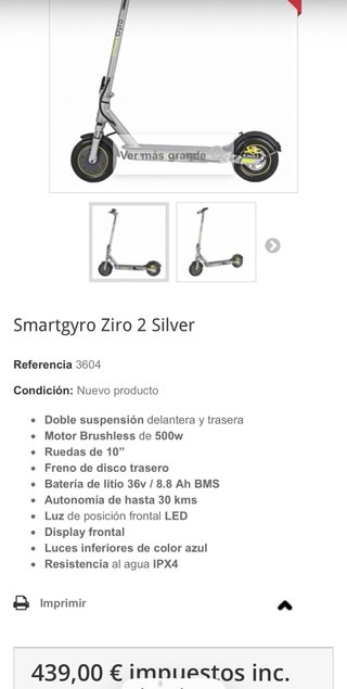 Patinete electrico SMARTGYRO ZERO 2