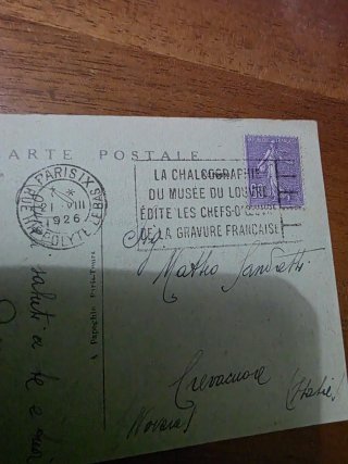 Parigi 1926 diretta a Matteo Sandretti