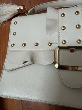 Bolso Liu Jo italiano blanco y dorado con bolsa