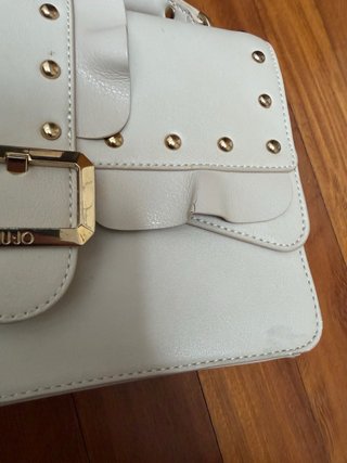 Bolso Liu Jo italiano blanco y dorado con bolsa