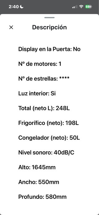 Frigorifico con congelador marca Corberó