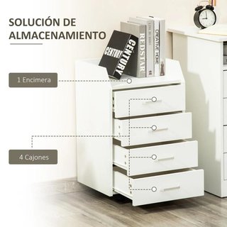 Cajonera Oficina 4 Cajones Archivador con Ruedas