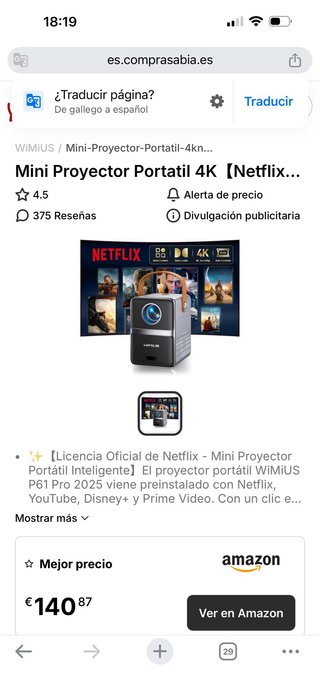 Mini proyector portátil 4K