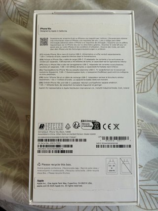 Caja de iPhone 16 e
