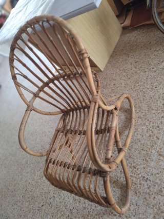 Conjunto de mesa y 2 butacas para terraza de mimbr