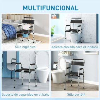 Silla con Inodoro Plegable con Altura Ajustable.