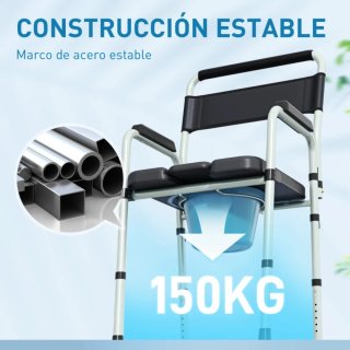 Silla con Inodoro Plegable con Altura Ajustable.