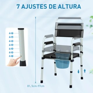Silla con Inodoro Plegable con Altura Ajustable.