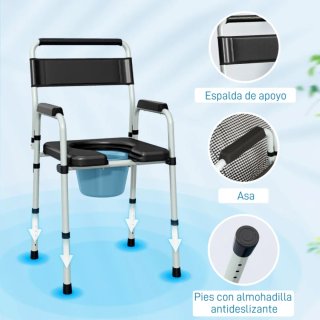 Silla con Inodoro Plegable con Altura Ajustable.