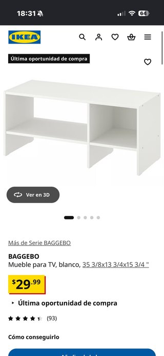 Mueble TV blanca Baggebo IKEA
