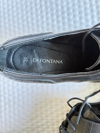 Zapatos oxford tacón charol negro brogue talla 39