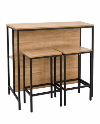 Mesa bar con 2 taburetes.