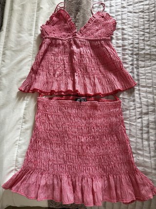 Conjunto de falda y top de zara de cuadro vicky