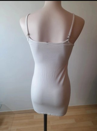 Vestido marca cop copine nuevo gasa blanco volante