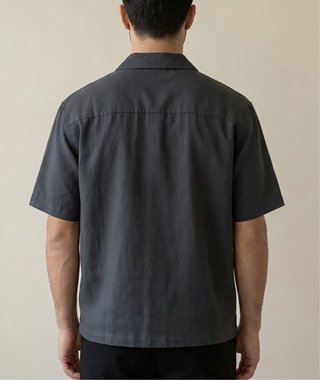 Camicia Con Colletto Cubano In Misto Lino Oversize