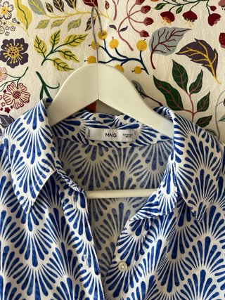 Vestido azul y blanco