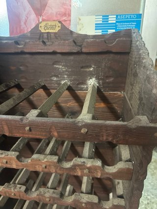 Botellero rústico de madera maciza Apilable