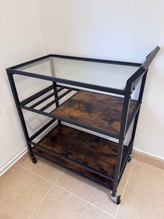 Carrito Servicio metálico, simula madera.