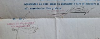 Documento original Banco de Santander 1917