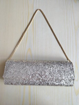 Bolso cartera fiesta brillante plateado
