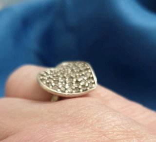 Anello Vintage a Cuore in Argento 925 e Pavé