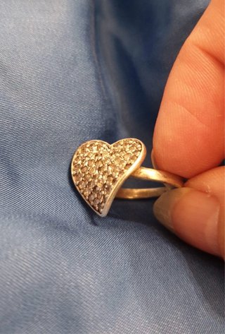 Anello Vintage a Cuore in Argento 925 e Pavé