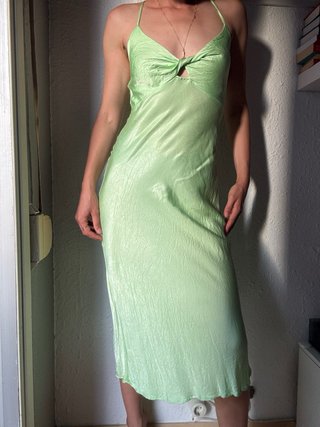 Bershka Vestido midi lencero de satén 100% viscosa