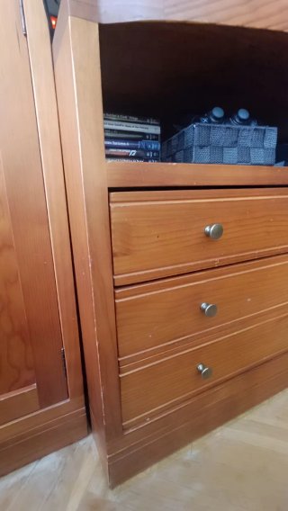 Mueble salón rustico colonial madera maciza cerezo
