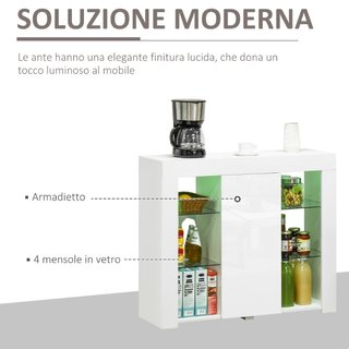 Aparador Moderno con Puerta, Luces LED y Estantes