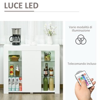 Aparador Moderno con Puerta, Luces LED y Estantes