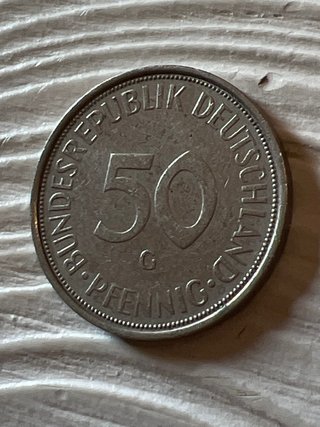 Moneta 50 Pfennig 1972 Germania Zecca G (Karlsruhe