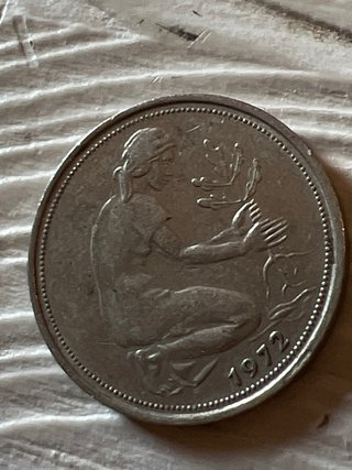 Moneta 50 Pfennig 1972 Germania Zecca G (Karlsruhe