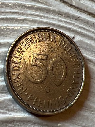 Moneta 50 Pfennig 1972 Germania Zecca G (Karlsruhe
