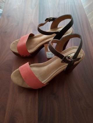 Sandalias Plataforma Madera Coral estilo Boho t.38
