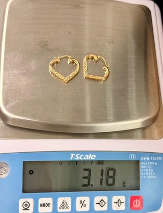 PENDIENTES FORMA DE CORAZON 14K