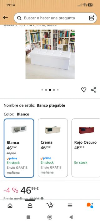 Banco blanco plegable almacenaje