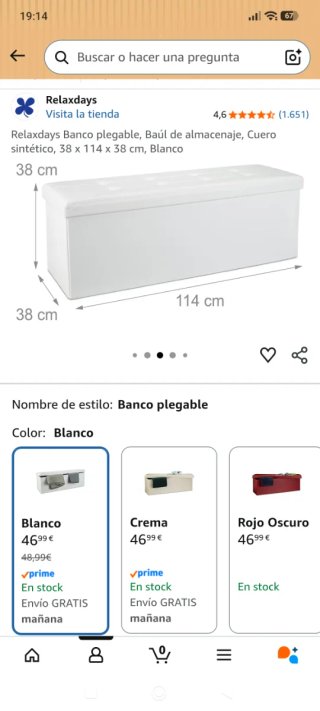 Banco blanco plegable almacenaje