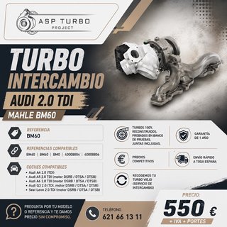 TURBO INTERCAMBIO AUDI 2.0 TDI MAHLE BM60