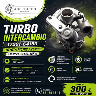TURBO INTERCAMBIO TOYOTA PICNIC 17201-64150