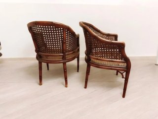 2 SILLONES VINTAGE MADERA Y RATÁN AÑOS 70