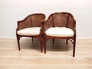 2 SILLONES VINTAGE MADERA Y RATÁN AÑOS 70
