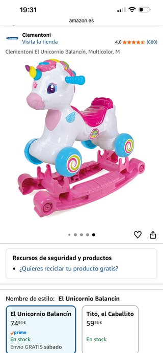 Unicornio Balancín + Correpasillos Clementoni