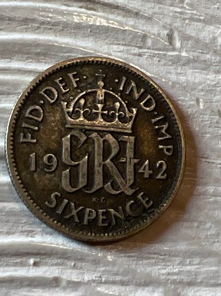 Moneta d'Argento 6 Pence 1942 Regno Unito - Re Gio